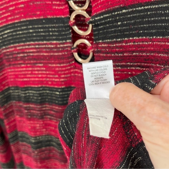 Cocomo Womens Striped Tunic Top Size 3X Metallic Gold Stripes Round Neck - Picture 10 of 10